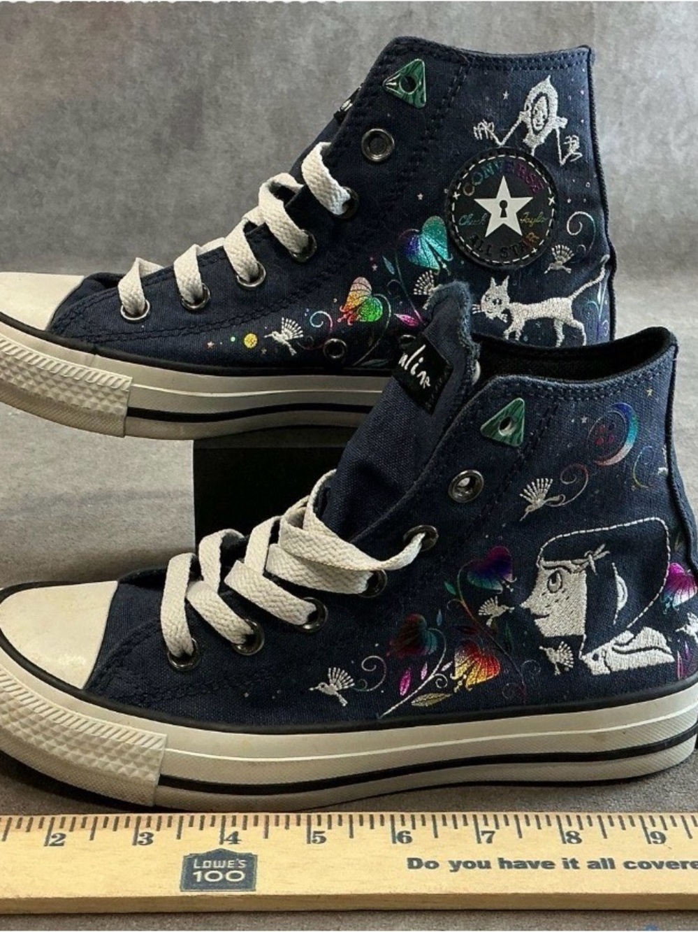 Coraline Converse Kids Navy High-Top Sneakers with Multicolor Butterfly Accents